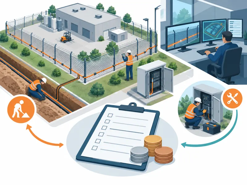 Conceptual view of the equipment, installation and maintenance elements in a DAS perimeter security budget
