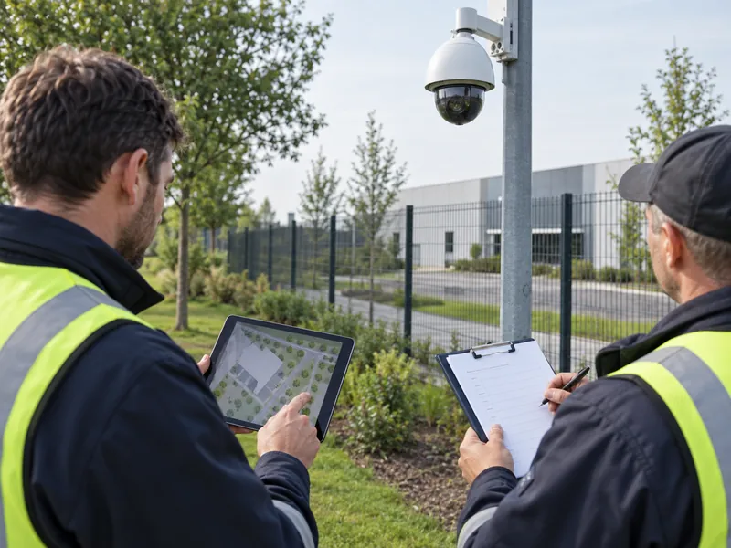 AI-generated illustration of engineers performing joint DAS and CCTV acceptance tests