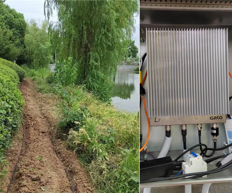 Lakeside sensing cable installation and L7 controller cabinet at Sheshan, Shanghai